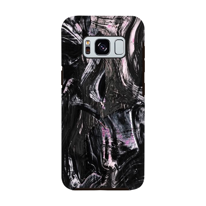 Galaxy S8 StrongFit Brushed black pink ink marble by Oana 