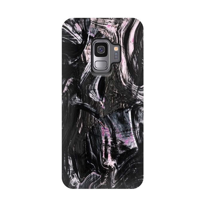 Galaxy S9 StrongFit Brushed black pink ink marble by Oana 