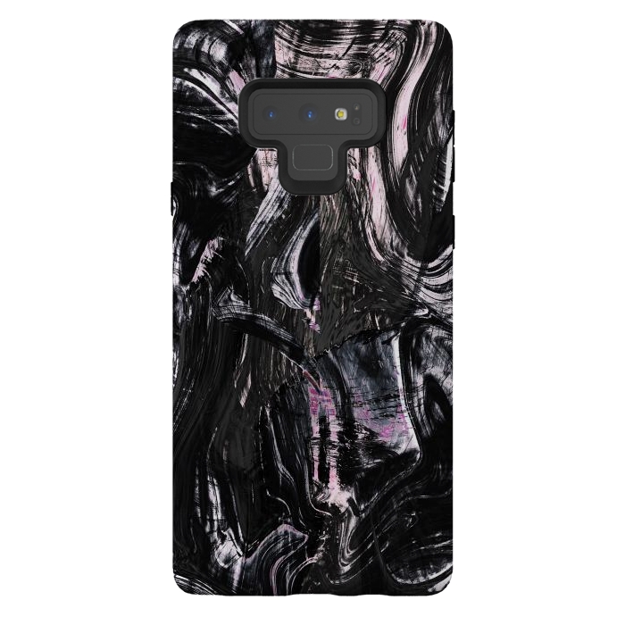 Galaxy Note 9 StrongFit Brushed black pink ink marble by Oana 