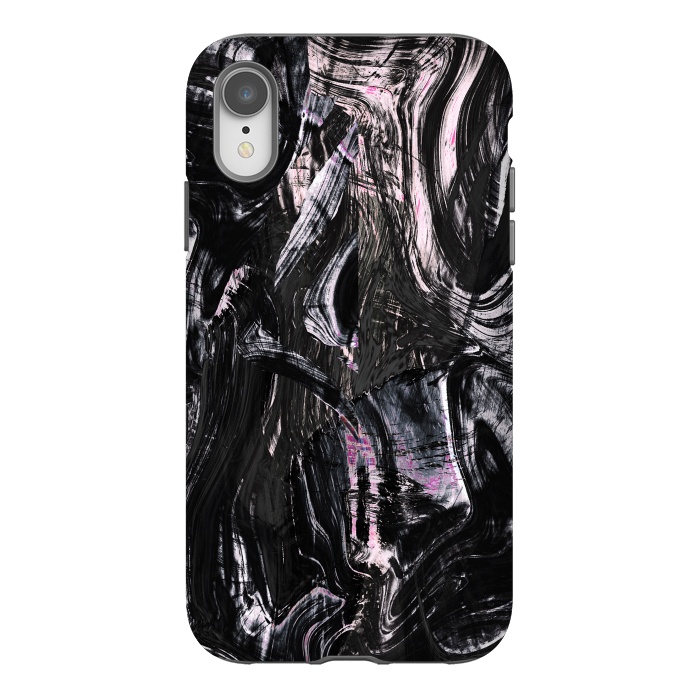 iPhone Xr StrongFit Brushed black pink ink marble by Oana 