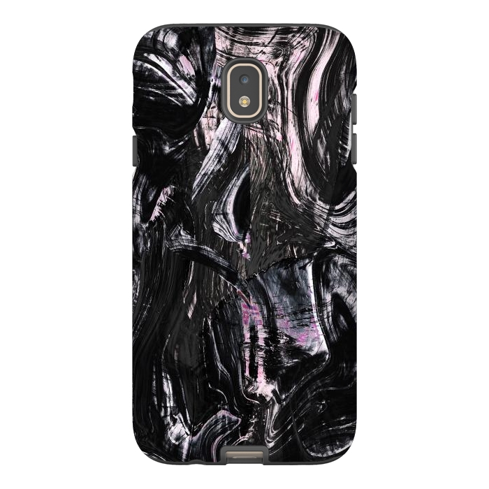 Galaxy J7 StrongFit Brushed black pink ink marble by Oana 