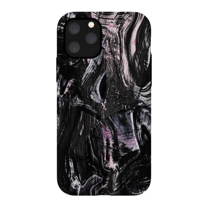 iPhone 11 Pro StrongFit Brushed black pink ink marble by Oana 