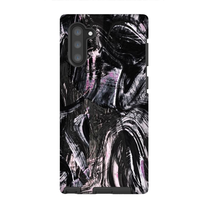 Galaxy Note 10 StrongFit Brushed black pink ink marble by Oana 