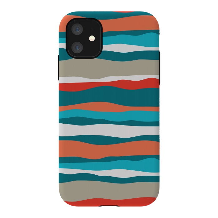 iPhone 11 StrongFit Coral Stripes by Majoih