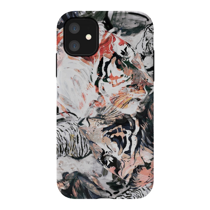 iPhone 11 StrongFit Ink painted tiger illustration by Oana 