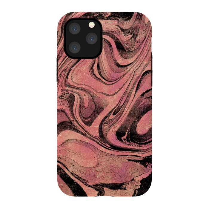 iPhone 11 Pro StrongFit Golden liquid marble swirls painting by Oana 