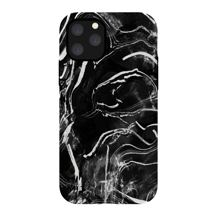 iPhone 11 Pro StrongFit Black marble with white stripes by Oana 