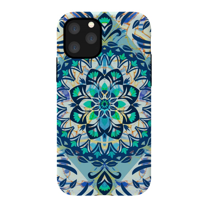 iPhone 11 Pro StrongFit Turquoise ethnic floral mandala by Oana 