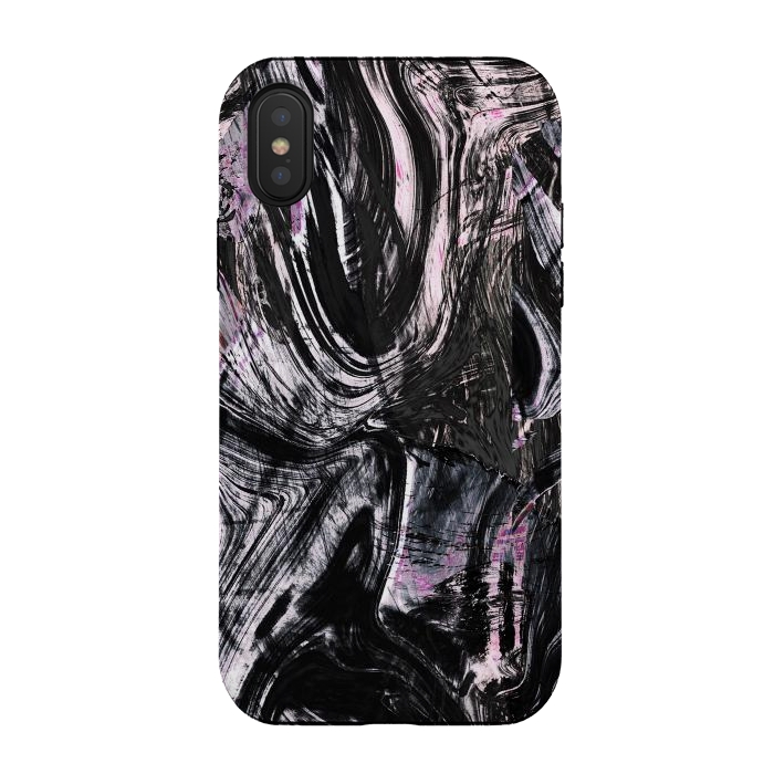 iPhone Xs / X StrongFit Marble ink brushstrokes by Oana 