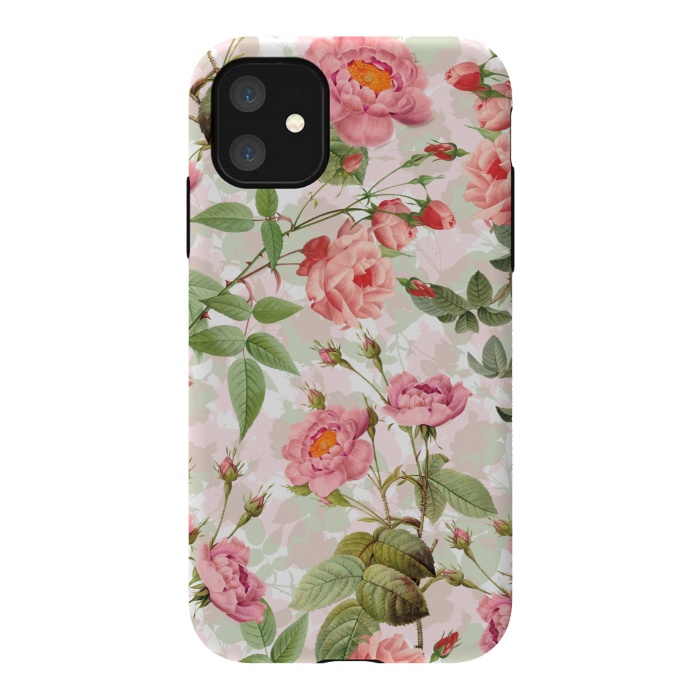 iPhone 11 StrongFit Blush Roses Garden - Hand drawn vintage roses by  Utart