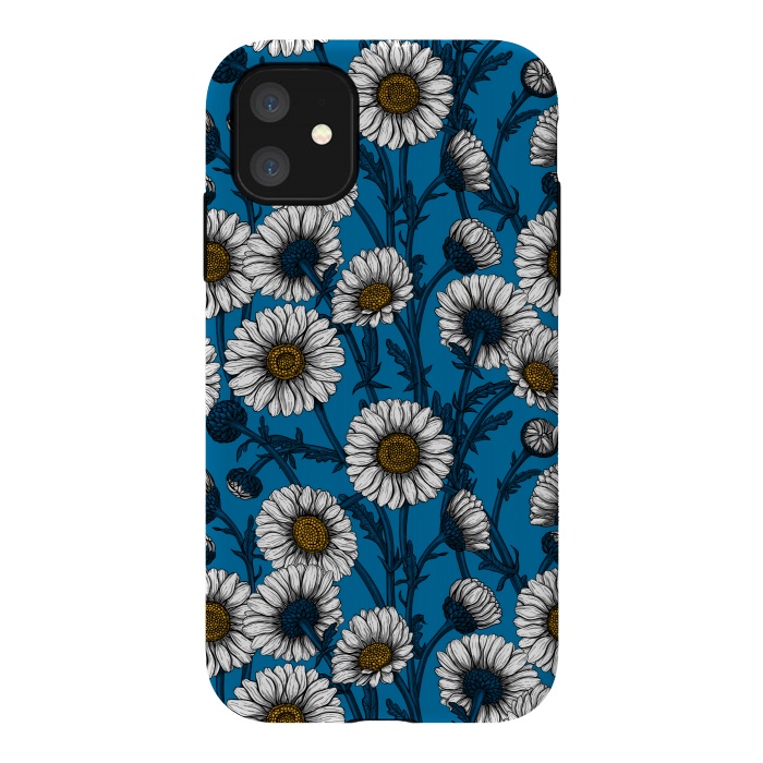 iPhone 11 StrongFit Daisies on blue by Katerina Kirilova