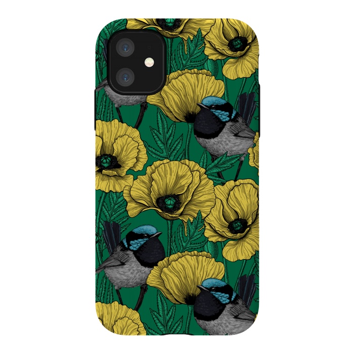 iPhone 11 StrongFit Fairy wren and poppies 2 by Katerina Kirilova