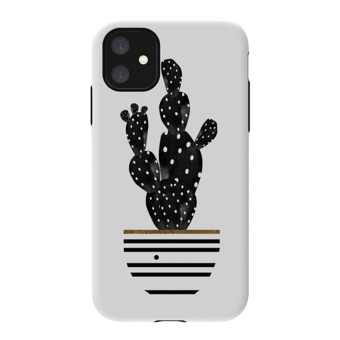 iPhone 11 StrongFit Cactus In Black  by Amaya Brydon