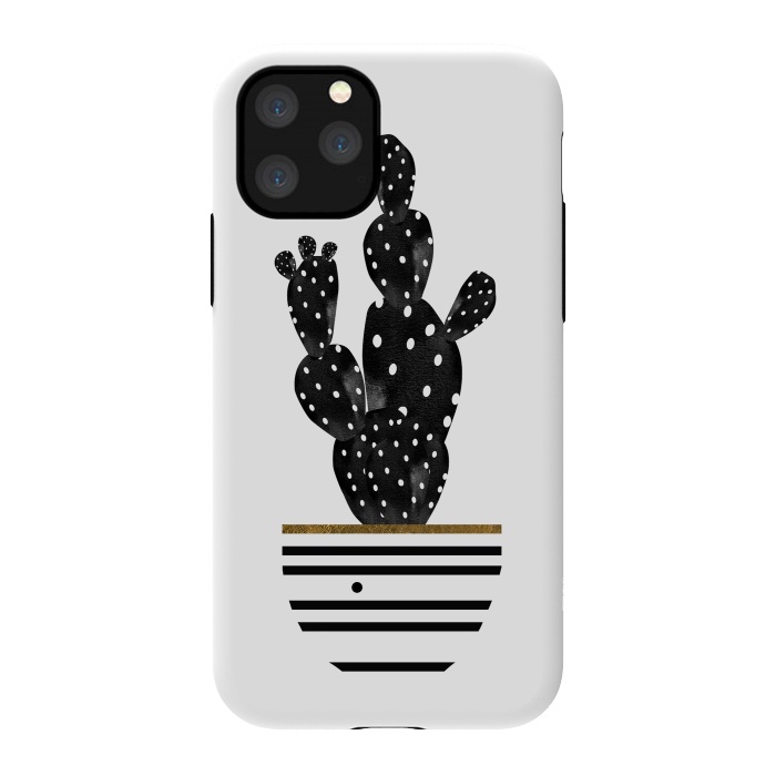 iPhone 11 Pro StrongFit Cactus In Black  by Amaya Brydon