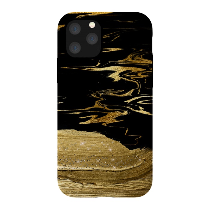 iPhone 11 Pro StrongFit Gold thick hand drawn strokes on black and gold marble by  Utart