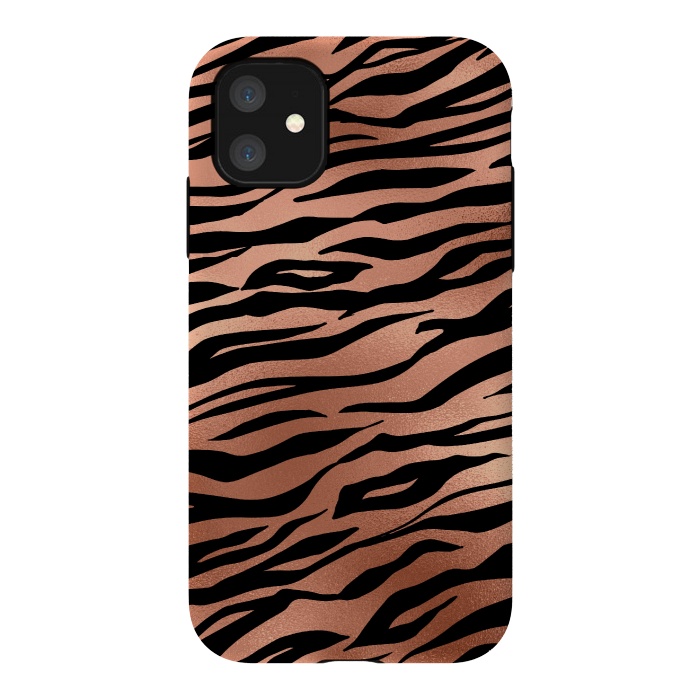 iPhone 11 StrongFit Copper and Black Tiger Skin by  Utart