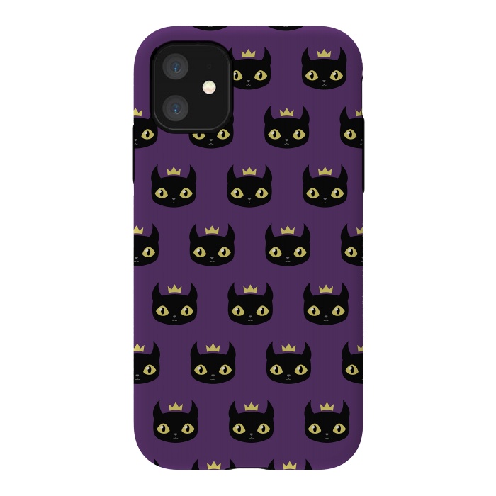 iPhone 11 StrongFit Black cat pattern by Laura Nagel
