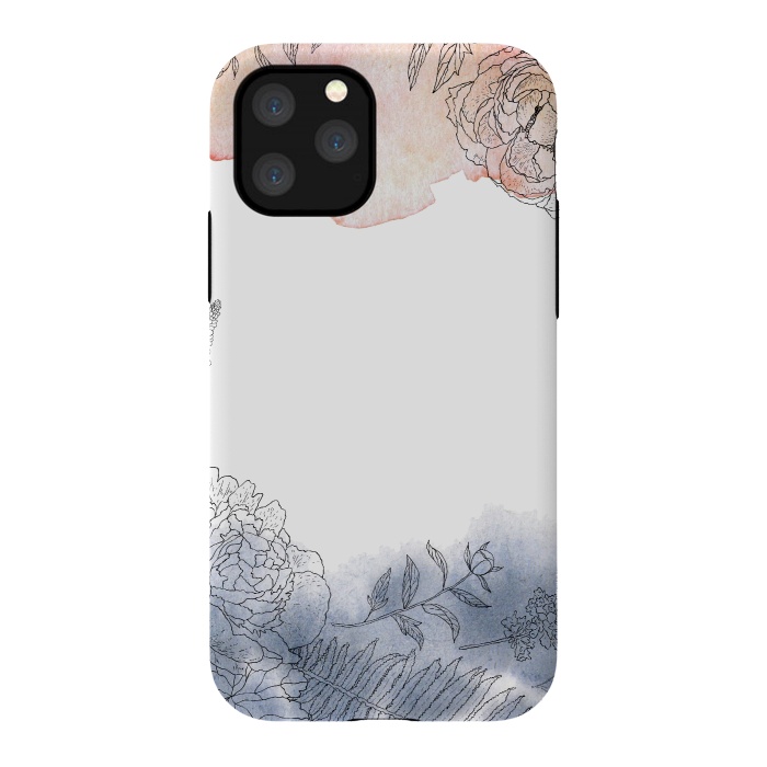 iPhone 11 Pro StrongFit Blush and Blue Ink and Florals  by  Utart