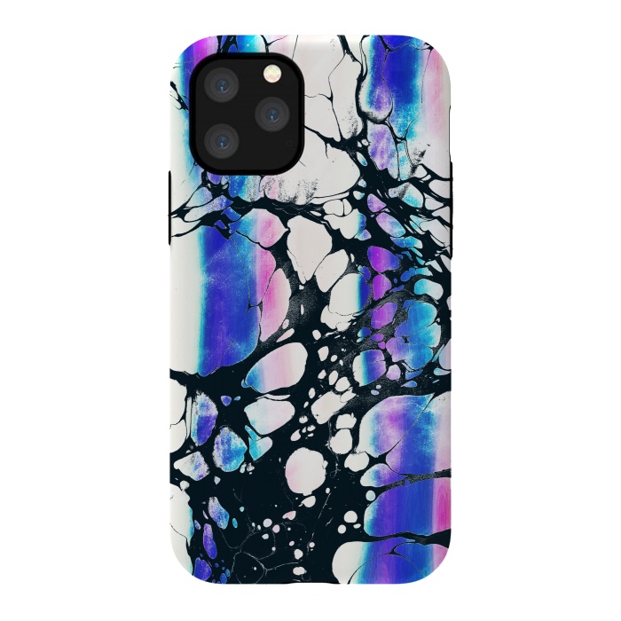 iPhone 11 Pro StrongFit purple pink gradient marble with black ink cracks by Oana 