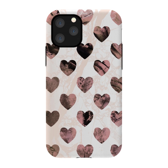 iPhone 11 Pro StrongFit Pastel pink marble hearts pattern by Oana 