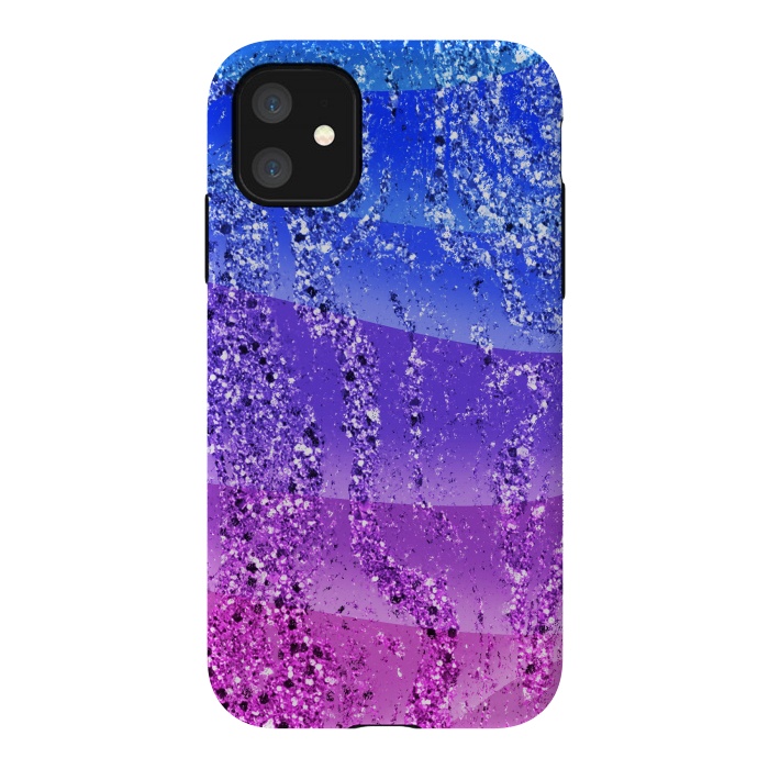iPhone 11 StrongFit Blue purple gradient glitter waves by Oana 