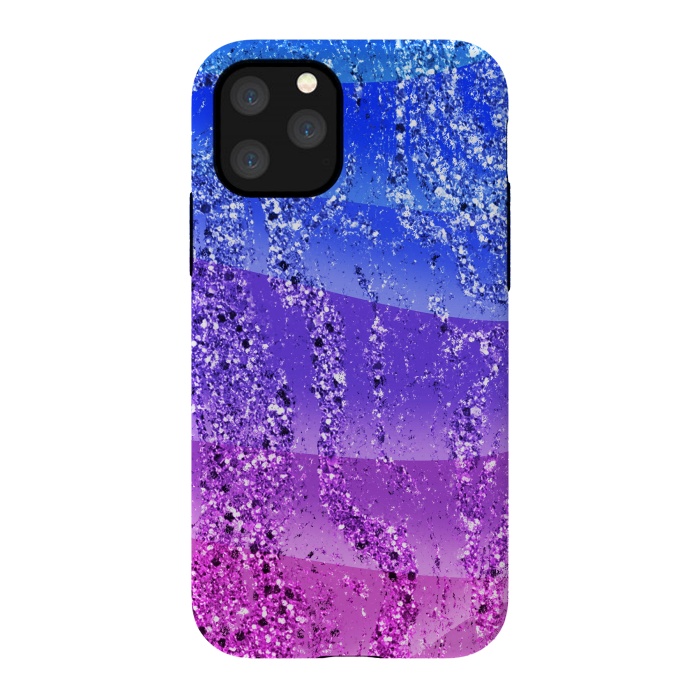 iPhone 11 Pro StrongFit Blue purple gradient glitter waves by Oana 