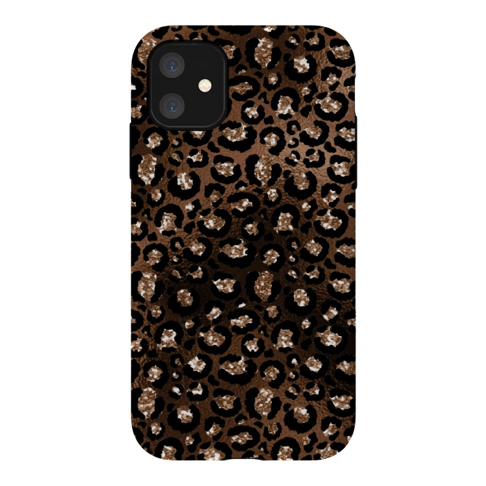 iPhone 11 StrongFit Jungle Journey - Copper Safari Leopard Skin Pattern  by  Utart