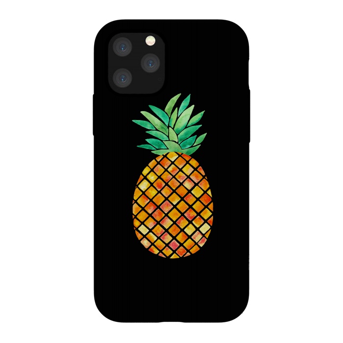 iPhone 11 Pro StrongFit Pineapple On Black  by Amaya Brydon