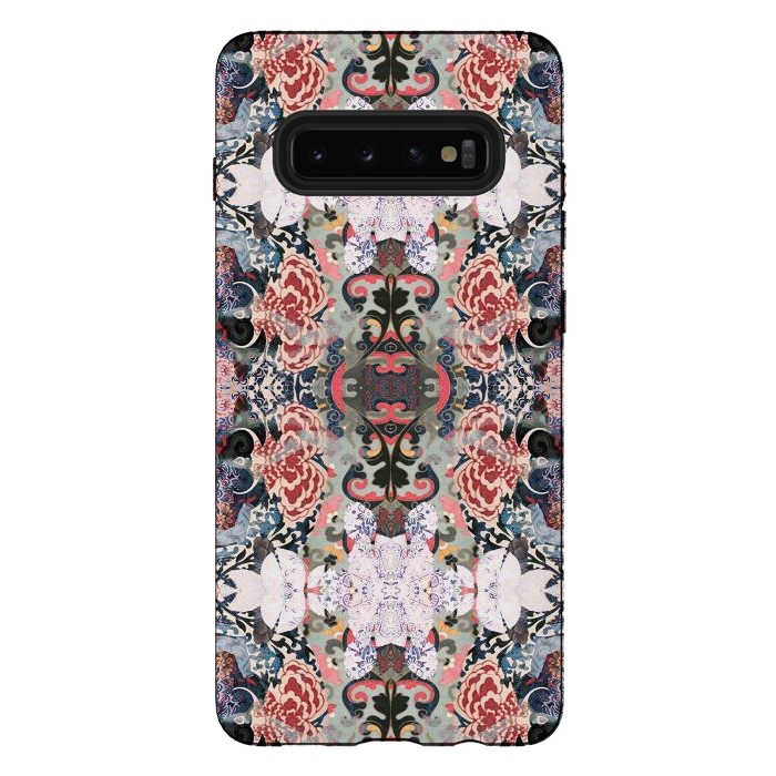 Galaxy S10 plus StrongFit Japanese inspired floral mandala pattern by Oana 