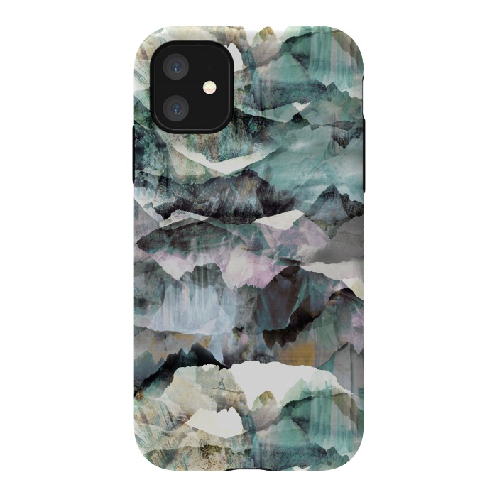 iPhone 11 StrongFit Painted marble mountains gemstones by Oana 
