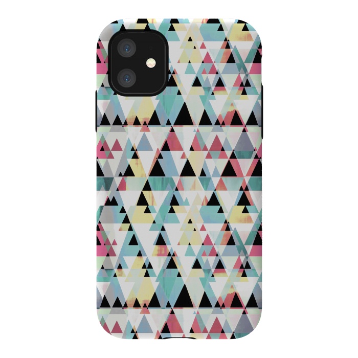 iPhone 11 StrongFit Colorful triangles pine forest by Oana 