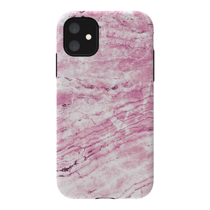 iPhone 11 StrongFit Pink striped marble by Oana 