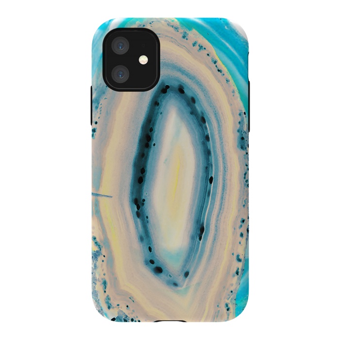 iPhone 11 StrongFit Blue beige cut out agate marble by Oana 
