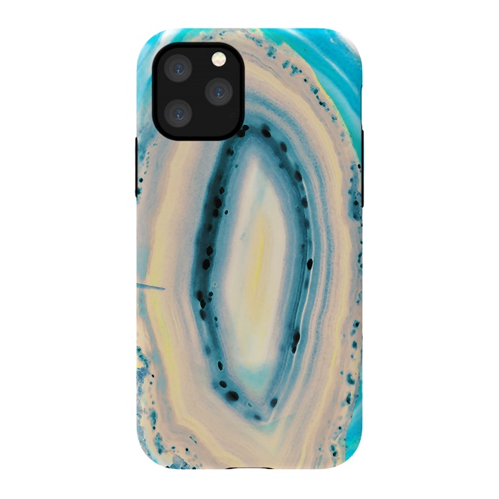 iPhone 11 Pro StrongFit Blue beige cut out agate marble by Oana 