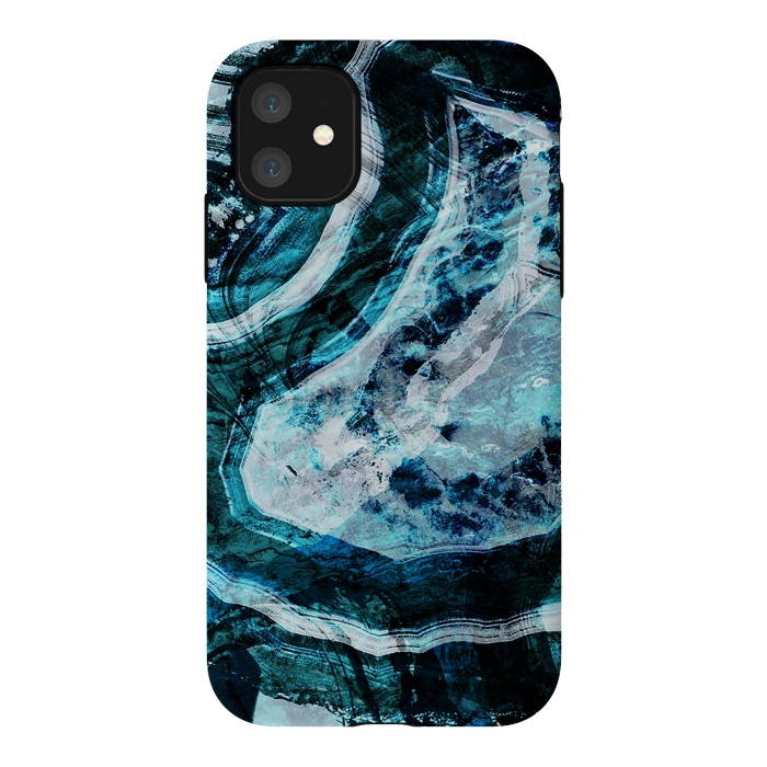 iPhone 11 StrongFit Textured dark blue agate marble by Oana 
