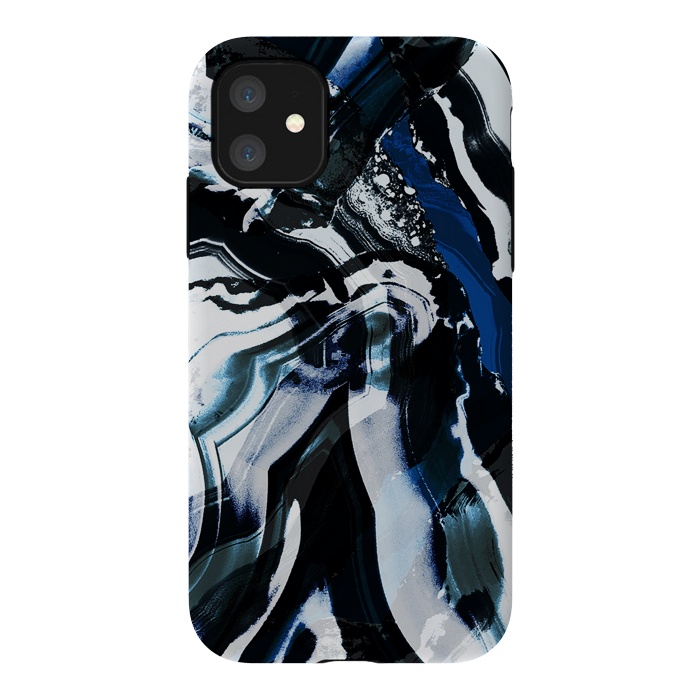 iPhone 11 StrongFit Ink brushed painted marble by Oana 