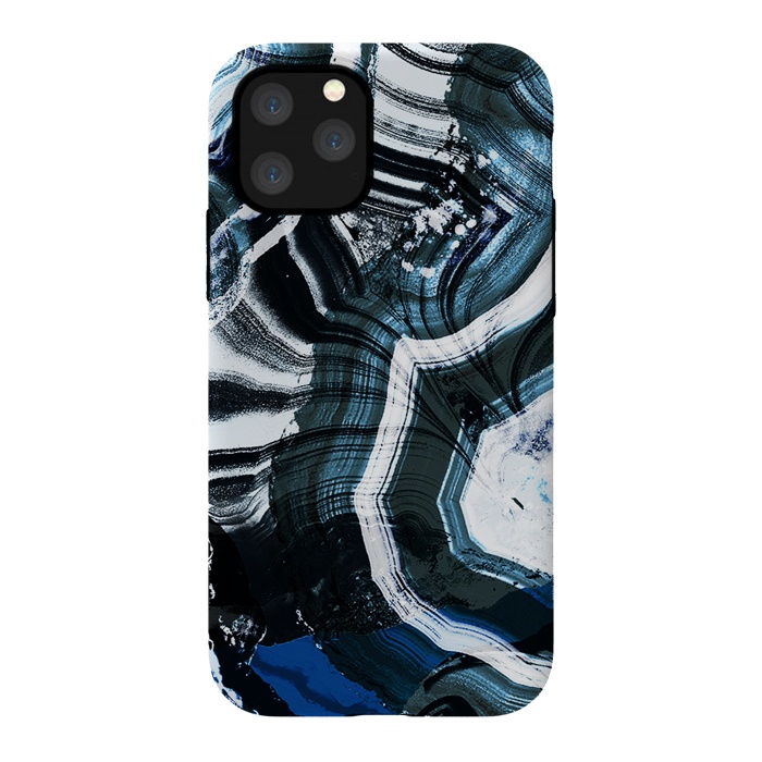 iPhone 11 Pro StrongFit Dark blue ink brushed agata marble by Oana 