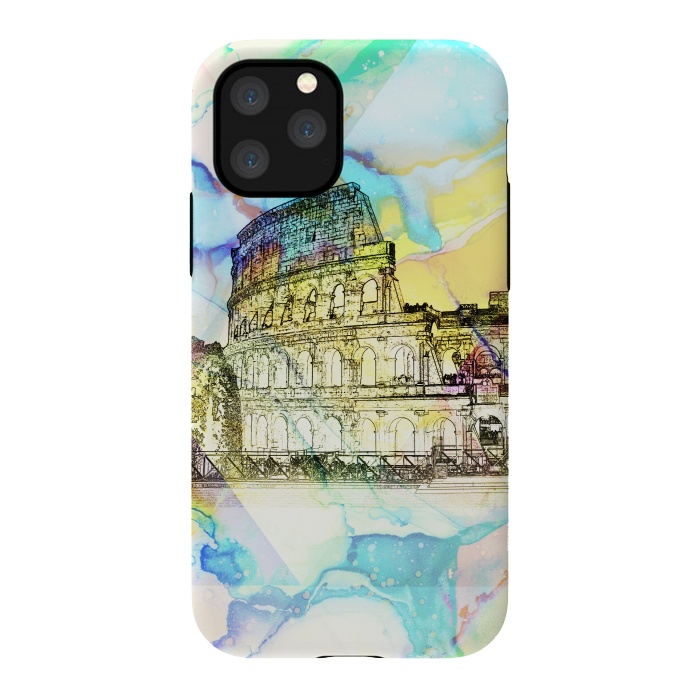 iPhone 11 Pro StrongFit Colosseum Rome Italy ink sketch and watercolor painting by Oana 