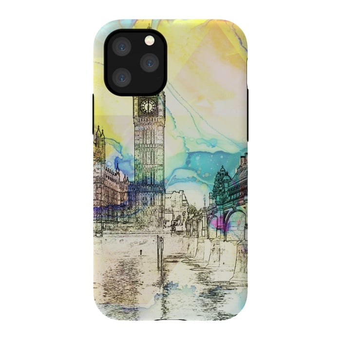 iPhone 11 Pro StrongFit Big Ben travel sketch, London United Kingdom by Oana 