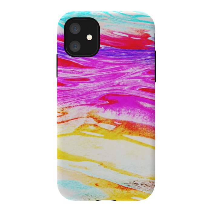iPhone 11 StrongFit Colorful tie dye painted waves by Oana 