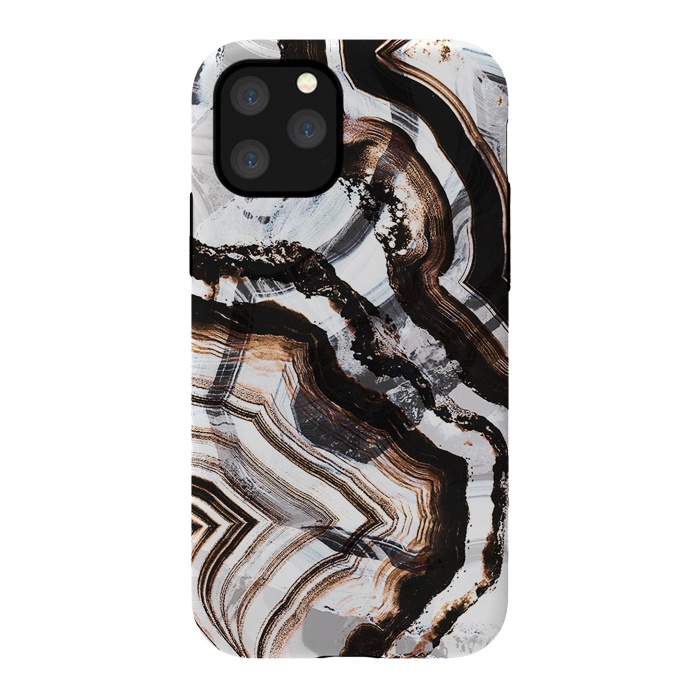 iPhone 11 Pro StrongFit Agate marble brown brushtroke stripes by Oana 