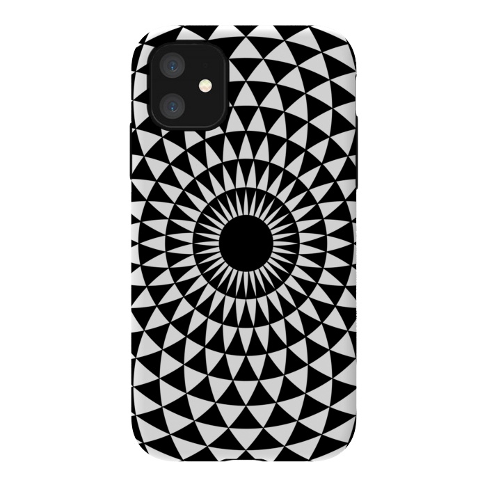 iPhone 11 StrongFit 3d illusion mandala geometric black triangle patterns  by Josie