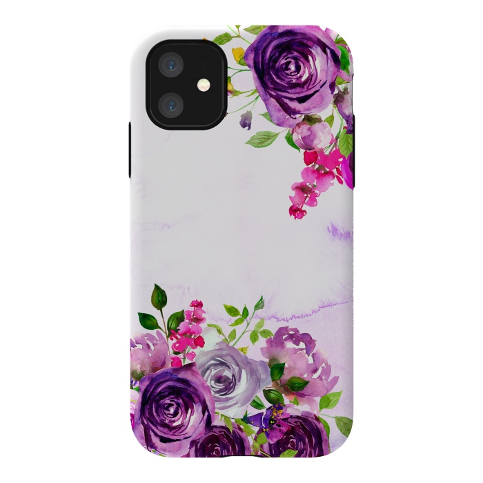iPhone 11 StrongFit Hand drawn purple and pink florals by  Utart