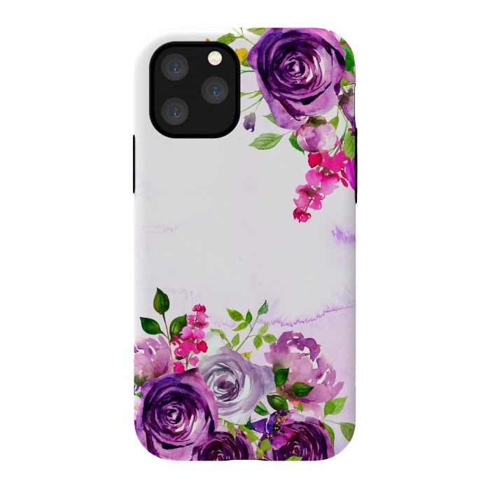 iPhone 11 Pro StrongFit Hand drawn purple and pink florals by  Utart