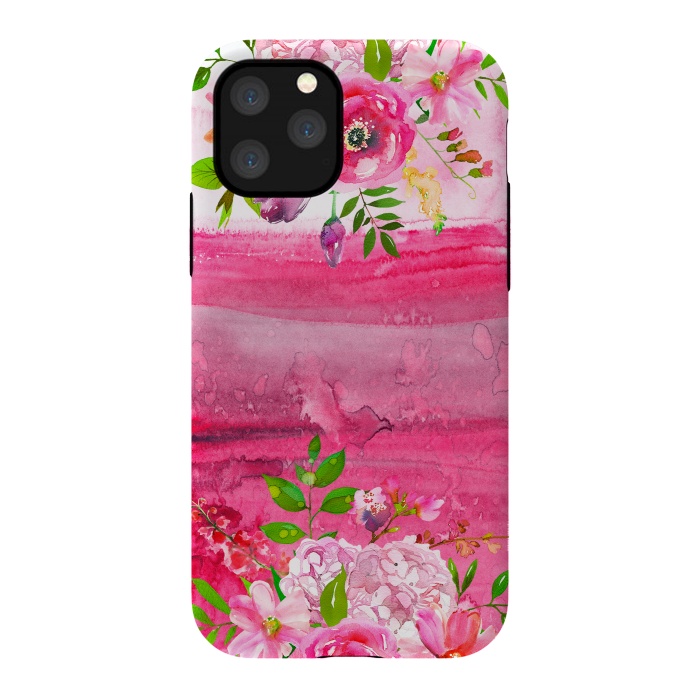 iPhone 11 Pro StrongFit Pink watercolor florals by  Utart