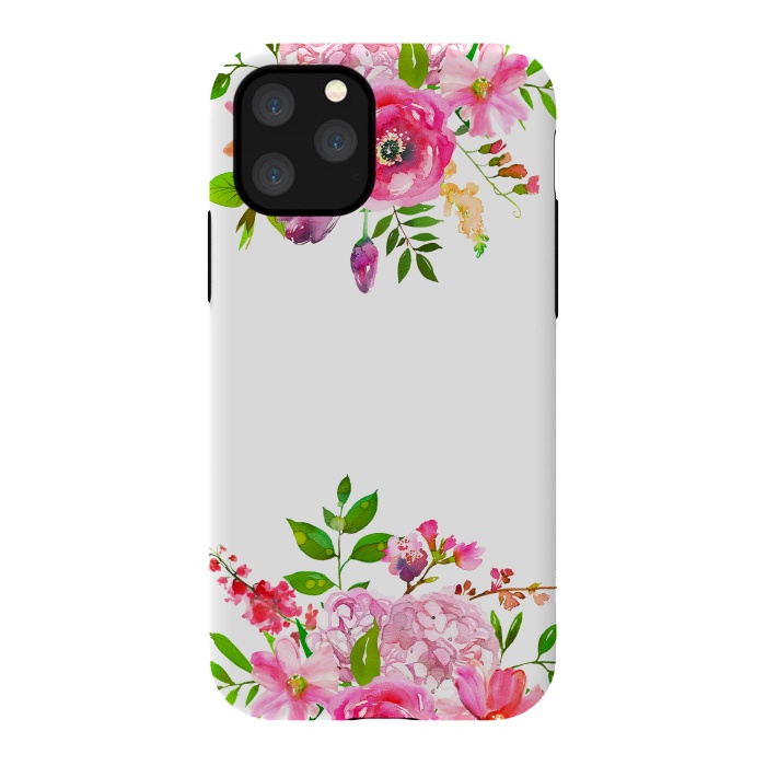 iPhone 11 Pro StrongFit Pink Watercolor florals on white by  Utart
