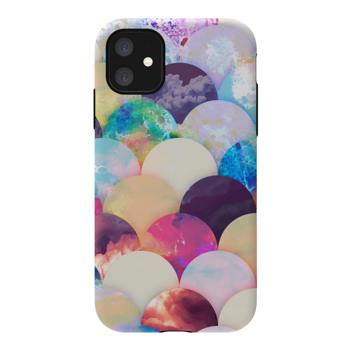 iPhone 11 StrongFit Painted colorful clouds seashell balloons pattern by Oana 
