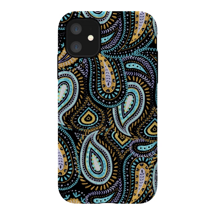 iPhone 11 StrongFit Hand sketched paisley pattern by Oana 