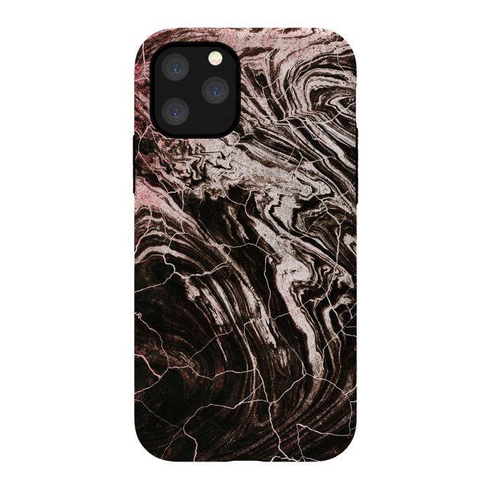 iPhone 11 Pro StrongFit Rose gold and black marble art by Oana 