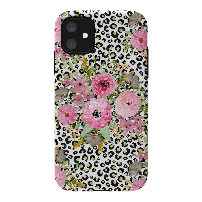 iPhone 11 StrongFit Elegant leopard print and floral design  by InovArts